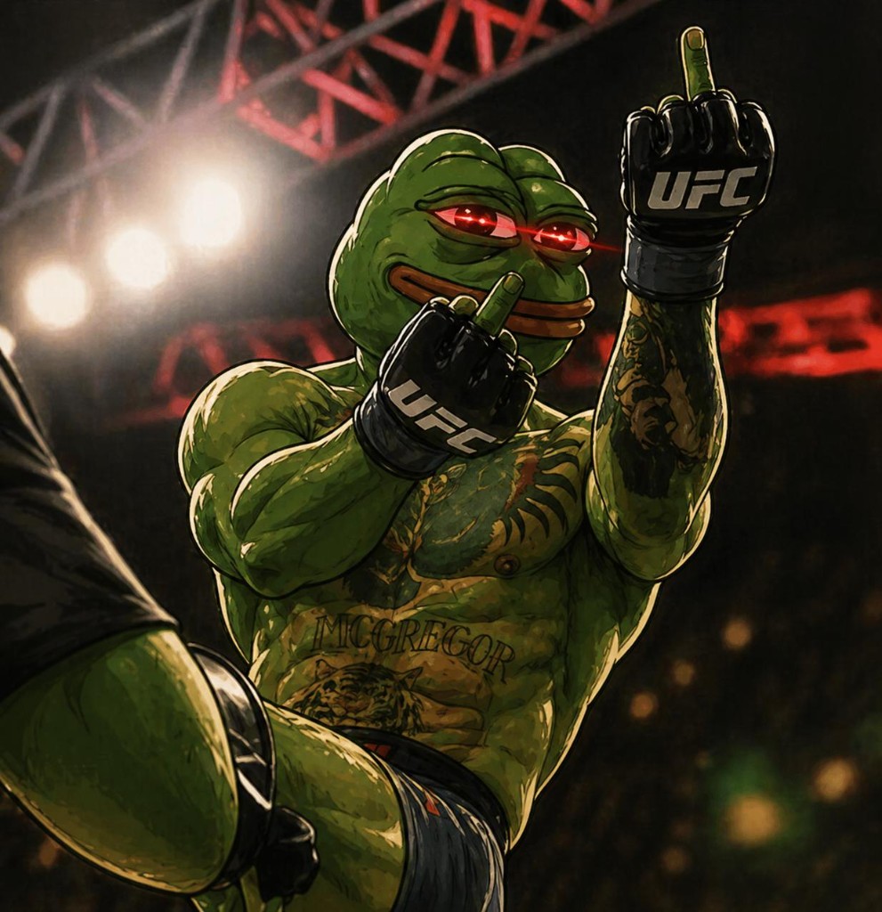 Arena lights, laser eyes, fight night energy